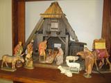 14 piece vintage Kuolt nativity set wood carvings