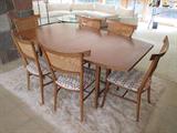 Vintage Paul McCobb Planner group dining set with six chairs and two leaves