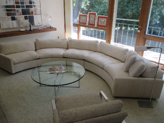 Thayer Coggin circular sofa sectional designed by Milo Baughman.  In original upholstery.