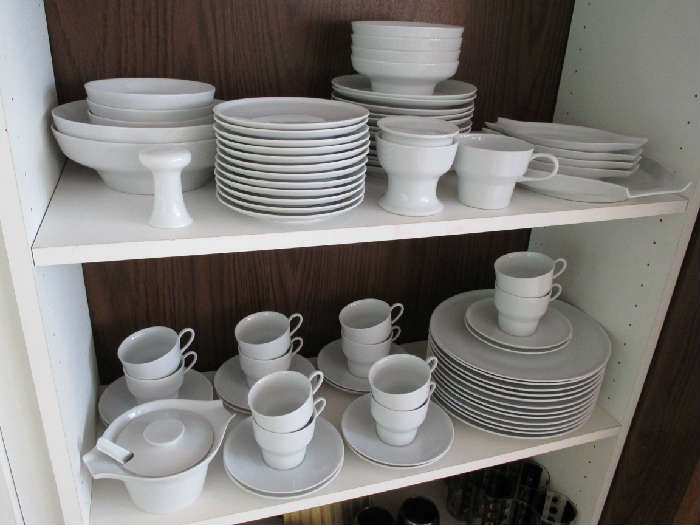 Very Large set of "Contempri" all white china by Paul McCobb