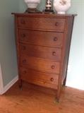 Antique Oak Chest Of Five-Drawers
