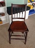 Antique Leather Seat Side Chair