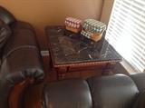 Wood Base Green Marble Top End Table - 2 of 2