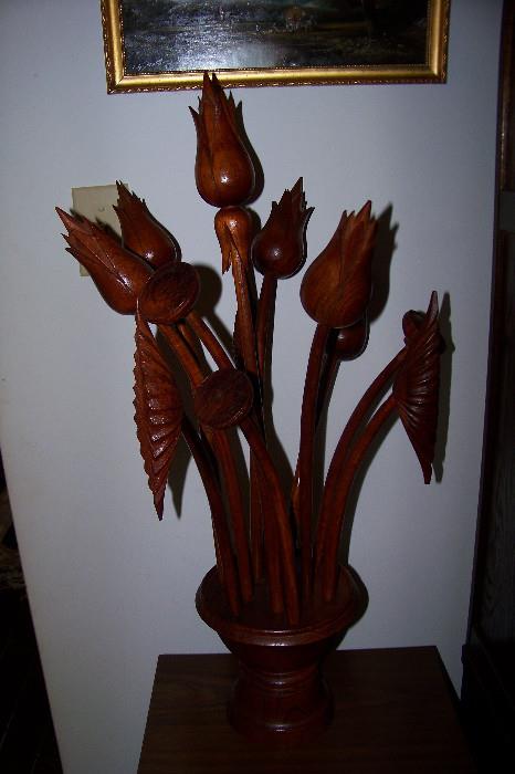 One of a pair of nice wooden vases 
