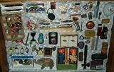 Case of smalls - Dana Spicer items, arrowheads from Lake Harrison, vintage Christmas items, and more...