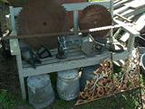 Wood bench & primitives