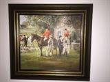 Original oil fox hunting scene