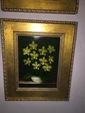 One of two beautiful oils of flowers in terrific gold frames by Principe