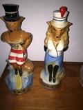 Vintage Jim Beam porcelain liquor bottles - his and her foxes ready for the beach!