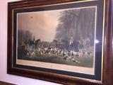 "The Meet at Blagdon" gorgeous framed antique engraving by Thomas Lurton