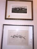 original Paul Brown and an engraving "A Gallop on the Boards" 