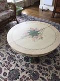 Antique painted table cut down to make a round coffee table, keep it as is or paint your own color