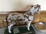 Closer view of antique wooden horse from Sweden