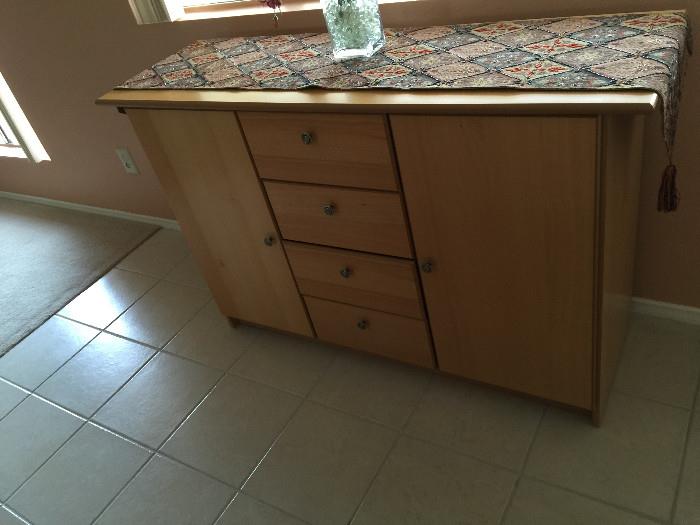 Wooden credenza  (2 side cabinets and 4 drawers)