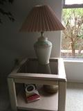 Corner end table with lamp