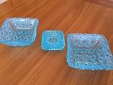 Cut glass blue dishes