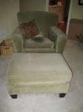 3 PIECE UPHOLSTERED OLIVE GREEN LIVING ROOM CHAIRS AND OTTOMAN