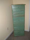 Green Painted Pine Tall Chest, 6-drawers, excellent condition