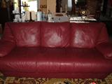 Natuzzi Pelle Leather Sofa, burgundy, quality Italian leather-upholstered, original price tag attached, gently used, excellent condition, not sold seperately