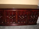 Queen Spanish Design Bedroom Suite, headboard, bed frame, dresser, and 2 matching nightstands, great condition