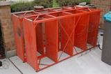 Metal shelving units