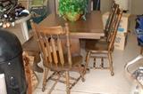 Kitchen table, chairs and bench
