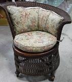 VERY UNIQUE ANTIQUE WICKER CURVED BACK LADIES CHAIR