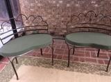 Cast iron mid century benches with contemporary cushions
