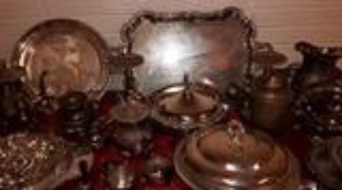 Large assortment of Silver Serving Pieces 