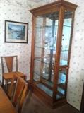LARGE LIGHTED DISPLAY CABINET WITH BEVELED GLASS 