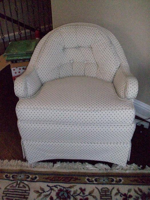 Blue and white polka dot sitting chair