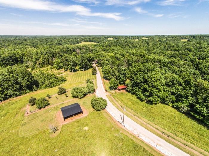 Aerial View of Driveway and Horse Barn