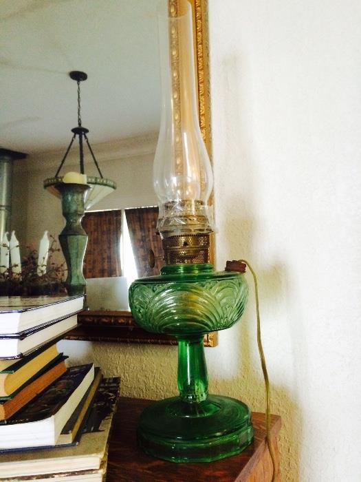 Antique oil lamp, converted to electric