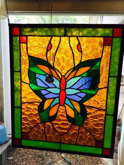 Stainglass butterfly panel. 