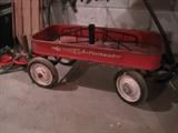 red metal wagon