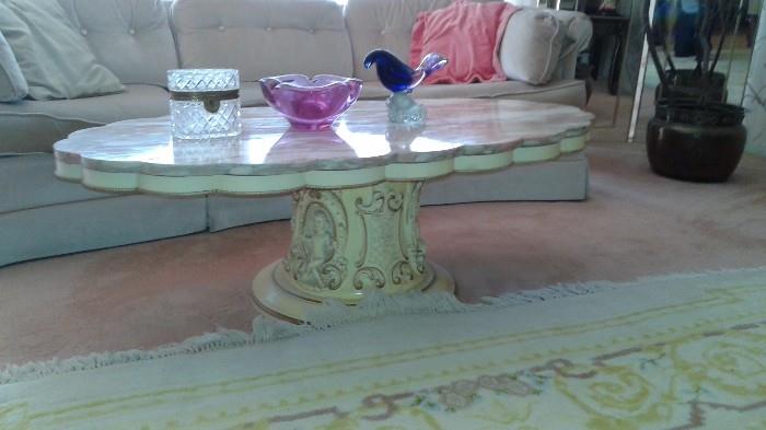 Marble Top Coffee Table French Provincial 