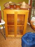 Solid wood glass door waist high cabinet
