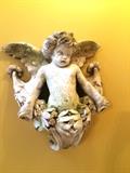 Faux cement cherub wall decor
