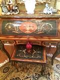 Beautiful Italian (Sorrento) roll-top desk with matching bench