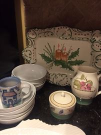 Wedgwood pitcher & covered sugar bowl