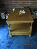 One of pair Thomasville end tables, single drawer