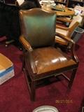 Fine old leather office chair, nailhead trim
