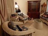 Wicker Oversized Chairs, Coffee Table, China Cabinet, Sofa Setee