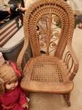 Childs Wicker, Cane Bottom Rocking Chair