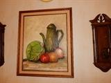 Still Life Painting Veggies, Coffee Pot