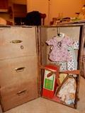 Doll Steamer Trunk with Doll Clothing