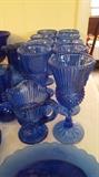 Avon Blue George & Martha Washington Goblets and Plate