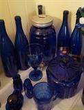 Cobolt Blue Cookie Jar and Bottles