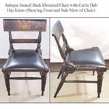 Antique Stencil Back Ebonized Chair with Circle Hub Hip Joints