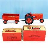 McCormick  Farmall Tractor & Trailer Tru Miniatures Plastic Model Toys W/ Original Boxes